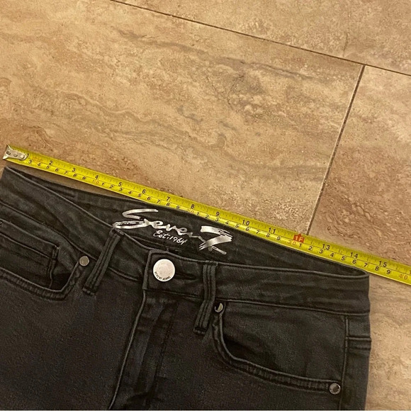 Seven7 Jeans Women’s Mid-Rise Skinny Blue Denim Size 8 Embroidered Pockets - Picture 2 of 12